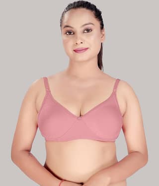 HAYA Cotton Non Padded Women's Plunge Bra ( Pink )