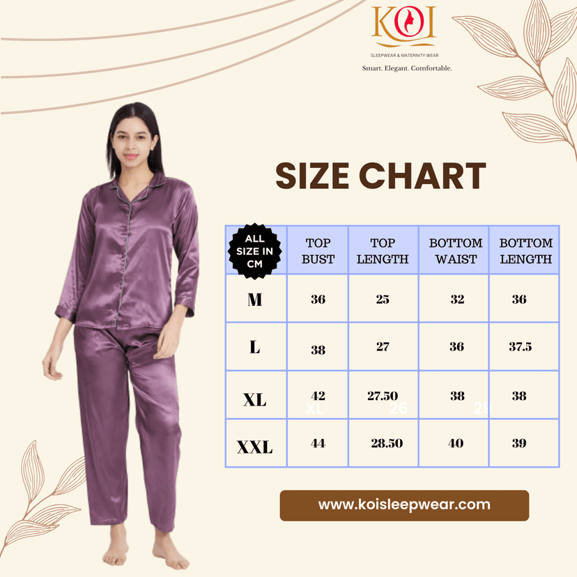 KOI SLEEPWEAR Premium Satin Night Suit Lavender view 9