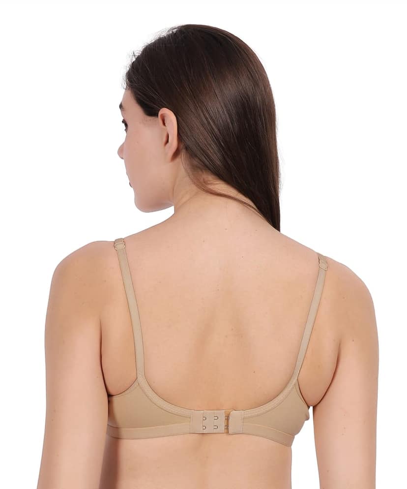 WAONY Women's Seamless Non-Wired T-Shirt Bra – Full Coverage Cotton Blend Comfort Bra with Mesh Detailing & Adjustable Straps view 3