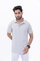 Solid Light Grey Polo T-Shirt