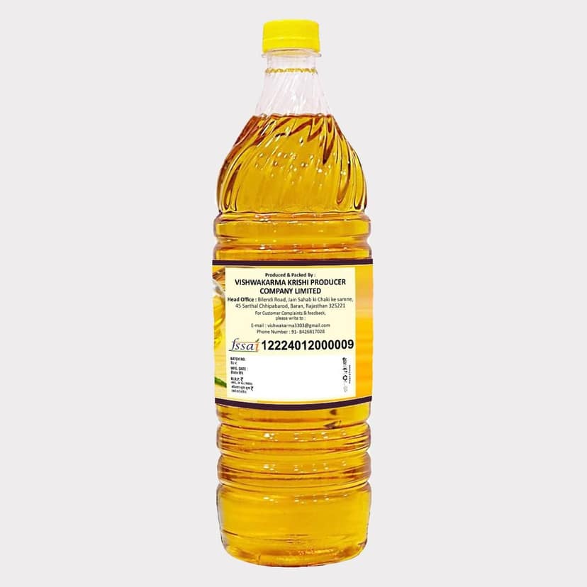 Pure Till Tail / Sesame Oil 5 Ltr ( Pack of 5 × 1 Ltr) by Vishwakarma – Healthy Cooking, Made by Farmers. view 2