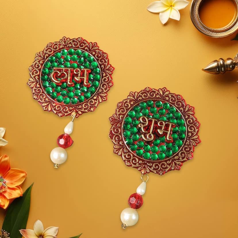 Shubh Labh Decorative Door Hanging – Beaded Festival Wall Décor Set view 2