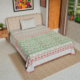 Cotton Blanket - Single Dohar ( 60 x 90 Inches) Red Green Anar