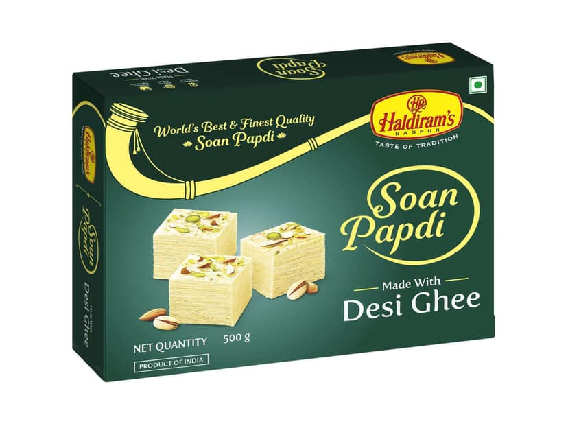 Haldiram's Soan Papdi (Desi Ghee) Packed Sweets - 500 Gm - Pack of 2