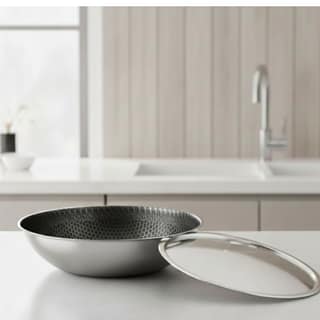 Triply Honeycomb Stainless Steel Tasla/Tasra with Stainless Steel Lid | 26cm / 2.5 Litre | Metal-Spoon Safe | Tri-Ply Fast & Even Heating
