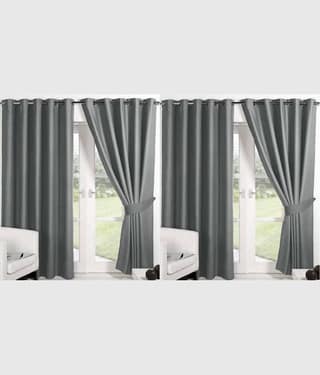 N2C Home Solid Semi-Transparent Eyelet Curtain 5 ft ( Pack of 4 ) - Dark Grey