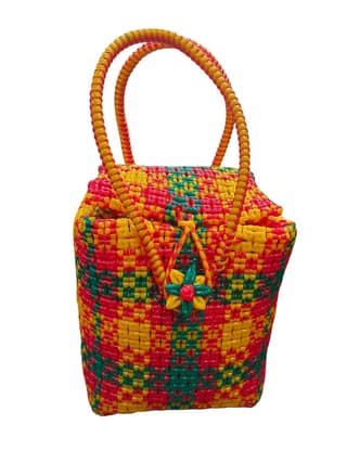 Colorful Handwoven Plastic Tote Bag