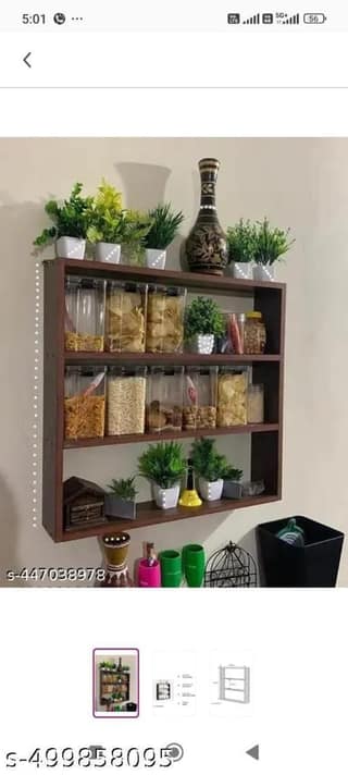 ROCKSWOODCAFE Wall Shelves For Kitchen / Jar Stand (MDF, 3 Shelves)
