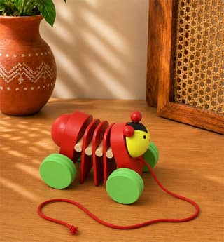 Lacquerware Handcrafted Wooden Caterpillar Toy