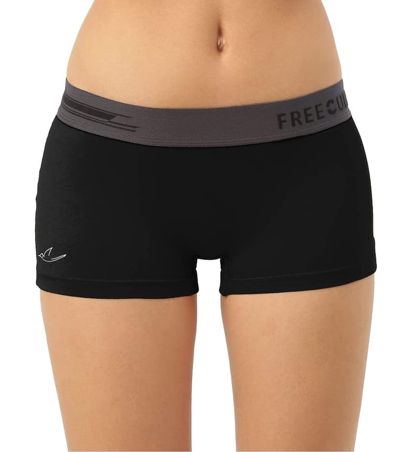 Freecultr Women's Underwear Antibacterial Micromodal Airsoft | Boy Short - Non-Itch, No Chafing, Sweat-Proof Comfort Pack of 1-Pot Black view 5