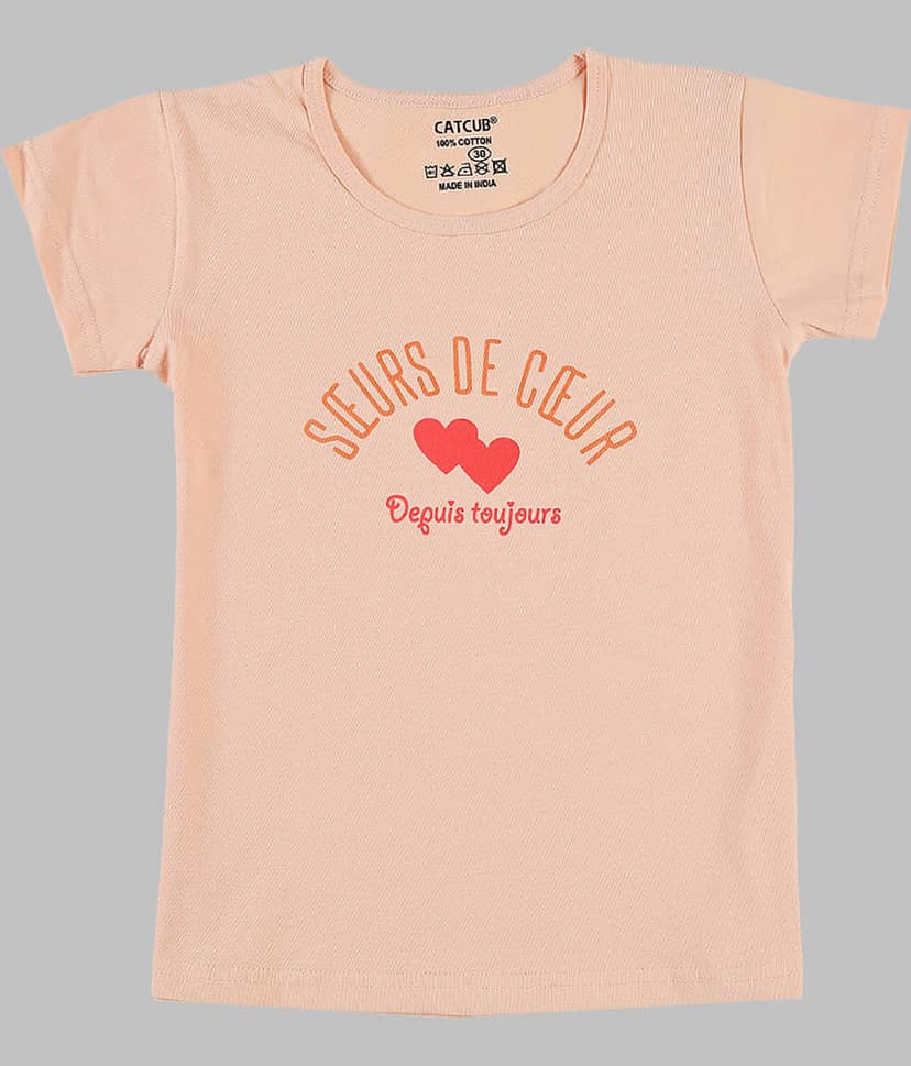 CATCUB Pack of 1 Girls 100% Cotton T-Shirt ( Navy Blue )