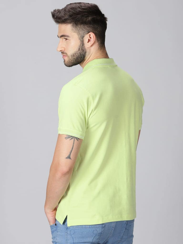 Pure Cotton Mint Green Solid Polo view 3