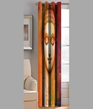 BELLA TRUE Abstract Printed Semi-Transparent Eyelet Curtain 5 ft ( Pack of 1 ) - Multicolor