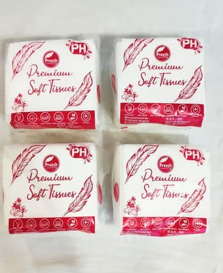 Preeth Premium Soft Tissue Papers for Home and Office, 80 Pulls -1 Ply, Size 27x 30cms -Ultra Soft & High Absorbent Pack Of 4, 320 Pulls (pack of 5)