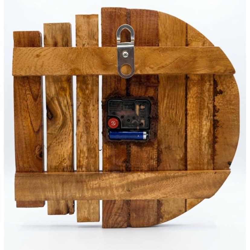 RUSTIC WOODEN PANEL WALL CLOCK view 2
