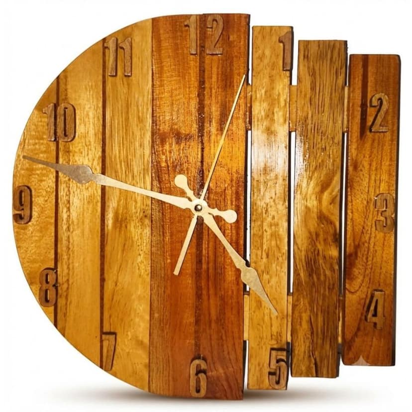 RUSTIC WOODEN PANEL WALL CLOCK view 4