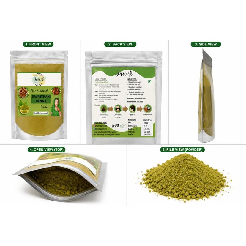 Rajasthani Henna Powder Combo Pack 160g view 6