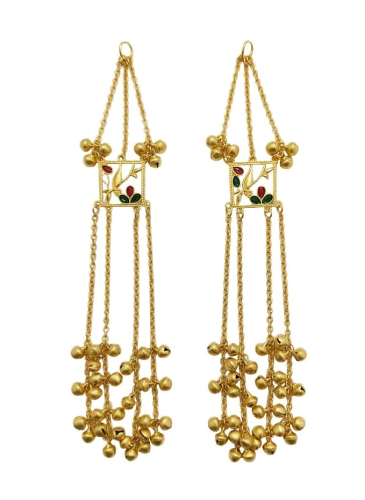 Gold Plated - Traditional Jhumka Earrings for Women | Antique Temple Design Long Dangler Earrings