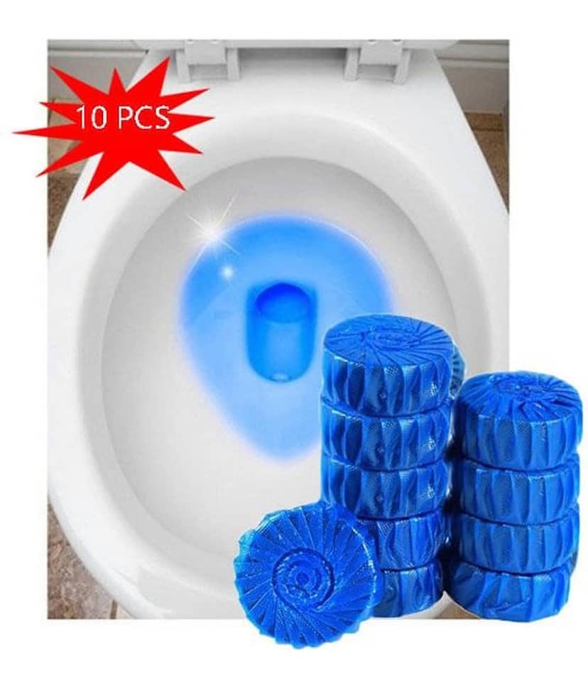 Radhe Creation (Pack 1 - 10pc) toilet cleaners tablets, toilet cleaners, toilet flush cleaner, toilet drainage cleaner, Toilet Cleaner Tablets – Blue Flush, Long-Lasting Freshness, Stain & Germ Removal, Deodorizing WC Cleaner Blocks view 6