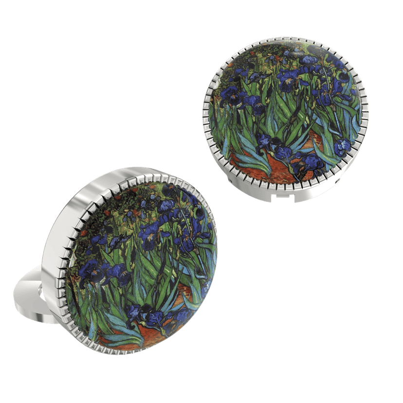 The Smart Buttons - Shirt Button Cover Cufflinks for Men - Irises Inspired by Vincent van Gogh view 2
