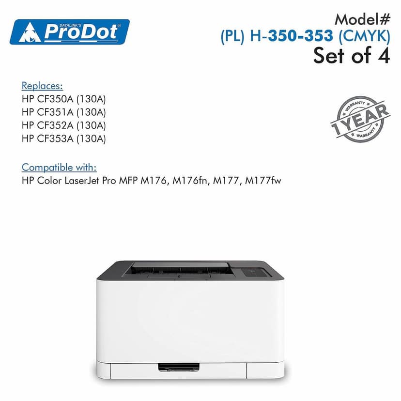 ProDot (PRO H-350-353 Laser Toner Cartridge for HP CF350A-353A (130A) Compatible with HP Color Laserjet Pro MFP M176, M176fn, M177, M177fw view 2
