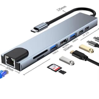 AUSHA 8-in-1 USB-C Hub Adapter 4K HDMI, 100W PD, Ethernet & SD/TF Card Reader – Multiport USB C Extension Dock for MacBook, Laptop, iPad, Surface