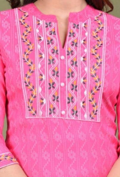 Women's Embroidered Pink Kurti view 2