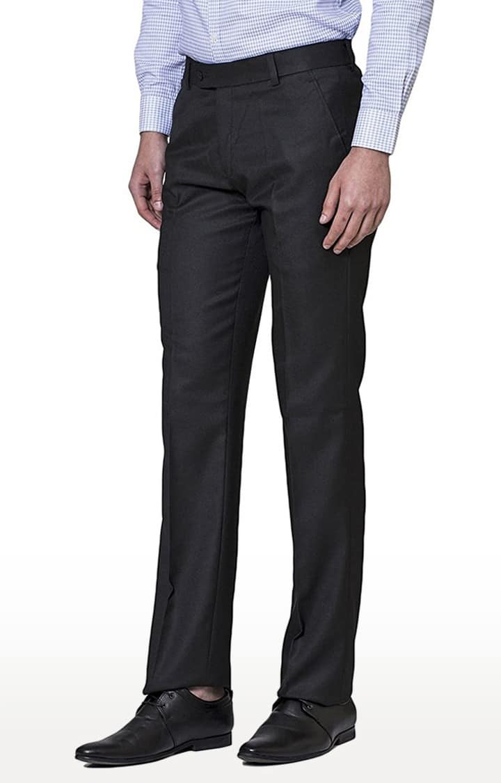 TAHVO Men Black Formal Trousers view 2