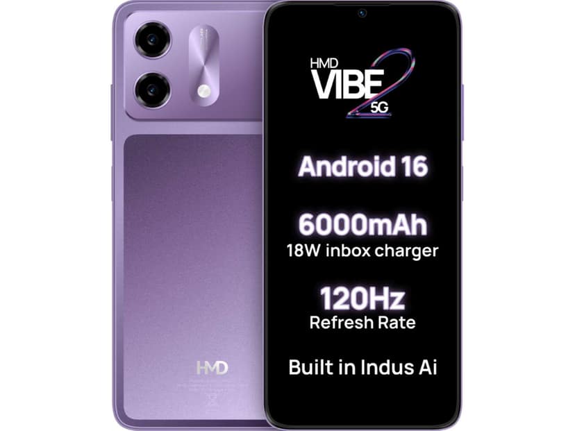 HMD Vibe 2 5G Smartphone, 4GB RAM, 64GB Storage - Cosmic Lavender