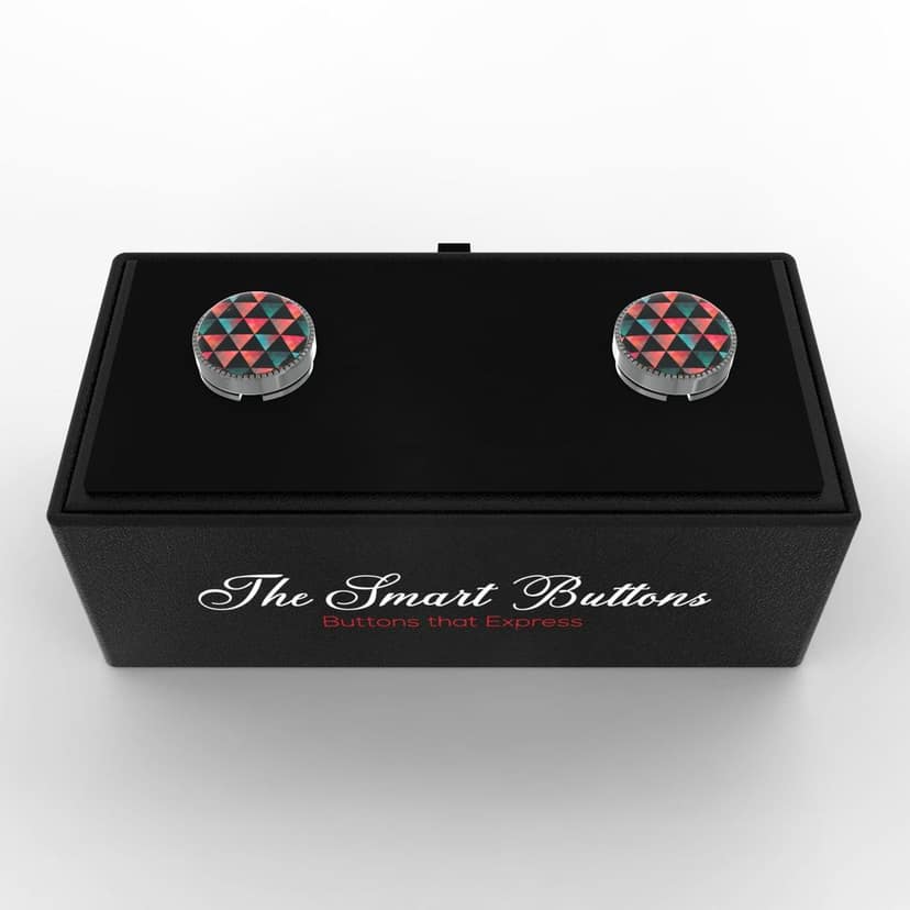 The Smart Buttons - Shirt Button Cover Cufflinks for Men - Geometric Triangles Style view 3