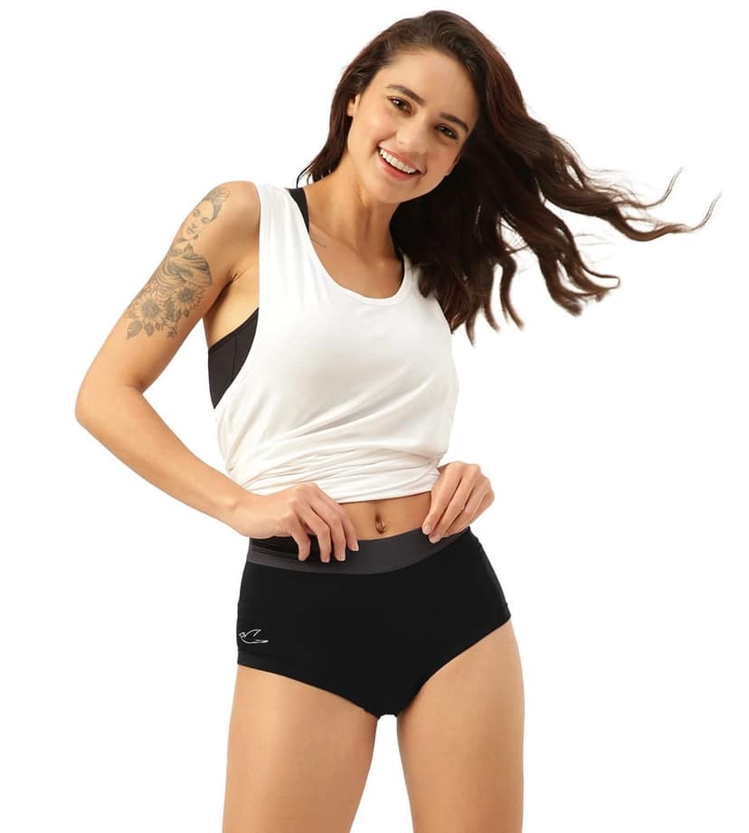 Freecultr Women's Underwear Antibacterial Micromodal Airsoft | Boxer Brief - Non-Itch, No Chafing, Sweat-Proof Comfort Pack of 1-Pot Black view 7