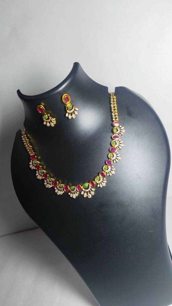 Ruby and Emerald Necklace Set in Gold view 2