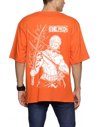 SCOTT FINCHER Men's One Piece Roronoa Zoro Wanted T-Shirt : AA(ARN)ORANGE_137