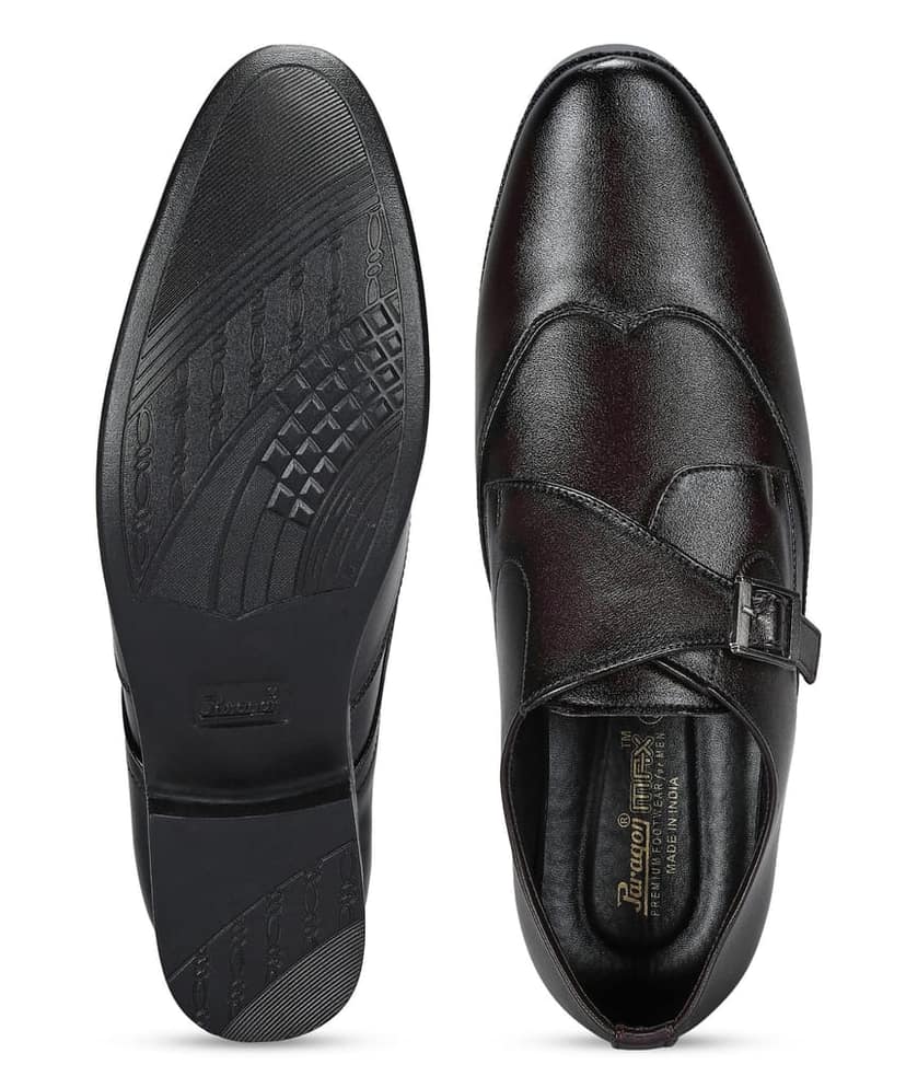 Paragon Men's Brown Formal Shoes with Buckle| Durable & Sturdy for Outdoor Wear view 4