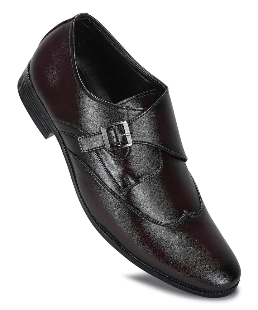 Paragon Men's Brown Formal Shoes with Buckle| Durable & Sturdy for Outdoor Wear view 6