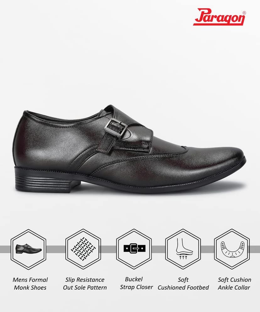 Paragon Men's Brown Formal Shoes with Buckle| Durable & Sturdy for Outdoor Wear view 9