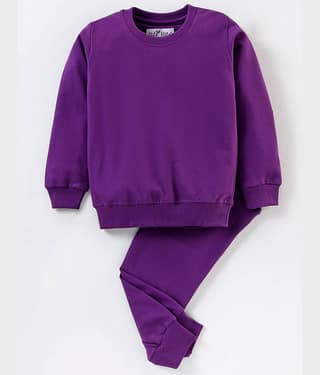 Nite Flite Pack of 1 Girls Cotton Nightsuit Set ( Purple )
