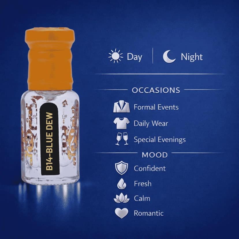 alnaqi fragrances Blue Dew 12ml - Concentrated Blue Perfume for Men, Premium Dew Fragrance Oil, Long Lasting No Alcohol Perfume, Fresh Sporty Arabic Attar view 5