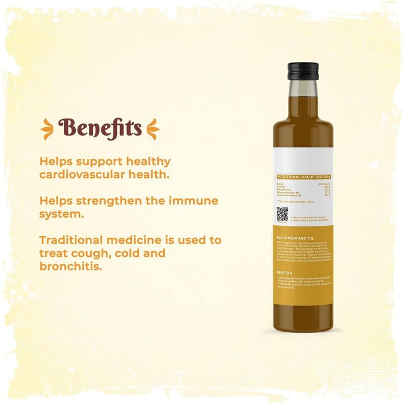 Shudhaata Black Mustard Oil (1L) - Versatile Sarso Oil Rich in Vitamins and Omega-3 Fatty Acids view 6
