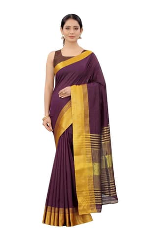 Women's Solid Woven Design Saree With Unstiched Blouse Piece