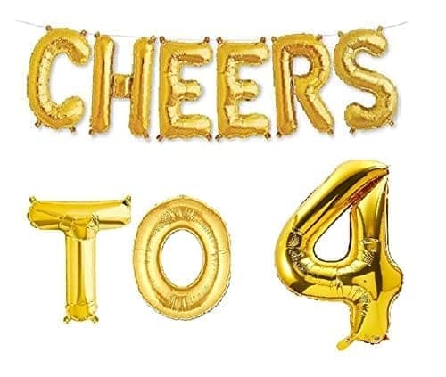 Partyzon Gold Cheers to Birthday Foil Balloon Combo Party Decoration for Anniversary Celebration 16 Inches