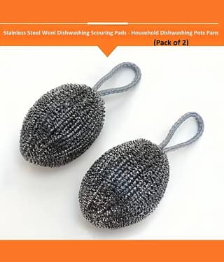 Multi Deal Stainless Steel Wool Dishwashing Scouring Pads - Household Dishwashing Pots Pans (Pack of 2)