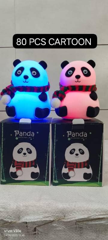 Panda Silicone LED Night Light (Multi-Color) | Soft Touch Bedside Lamp | Kids Room Decor view 2