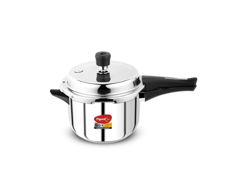 Pigeon Inox Stainless Steel Pressure Cooker Outer Lid, Induction Base, Silver - 5 Litre