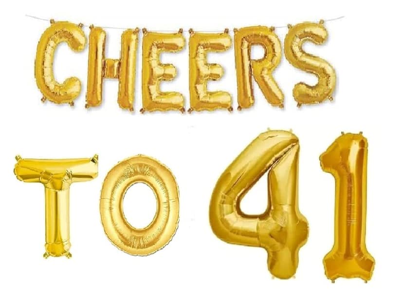 Partyzon Gold Cheers to Birthday Foil Balloon Combo Party Decoration for Anniversary Celebration 16 Inches