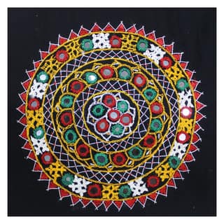 Garvi Gurjari (A Gujarat Govt Enterprise) Cotton Multicolor Hand Embroidered Patch with Mirror Work(GGCMEP52)