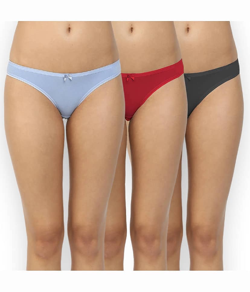 shyygl Pack of 3 Cotton Lycra Solid Women's Bikini ( Multicolor ) Women's panties