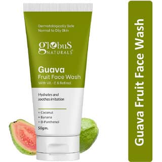 Globus Naturals Guava Fruit Face Wash with Vitamin E Retinol For Hydrates Soothes Irritation, Suitable for Normal to Oily Skin, 50gm