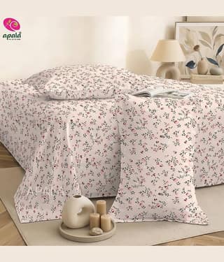 Apala Cream Microfiber 1 Double King Bedsheet with 2 Pillow Covers ( 254 cm x 228 cm )