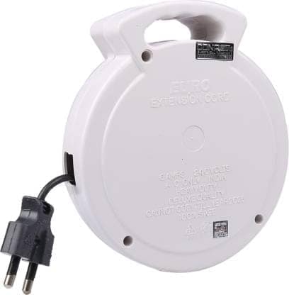 CONA Smyle Euro Flex Box / Extension Cord with 4-meter Wire (White with Green Ring) 3 Socket Extension Boards (White, 4 m) view 2
